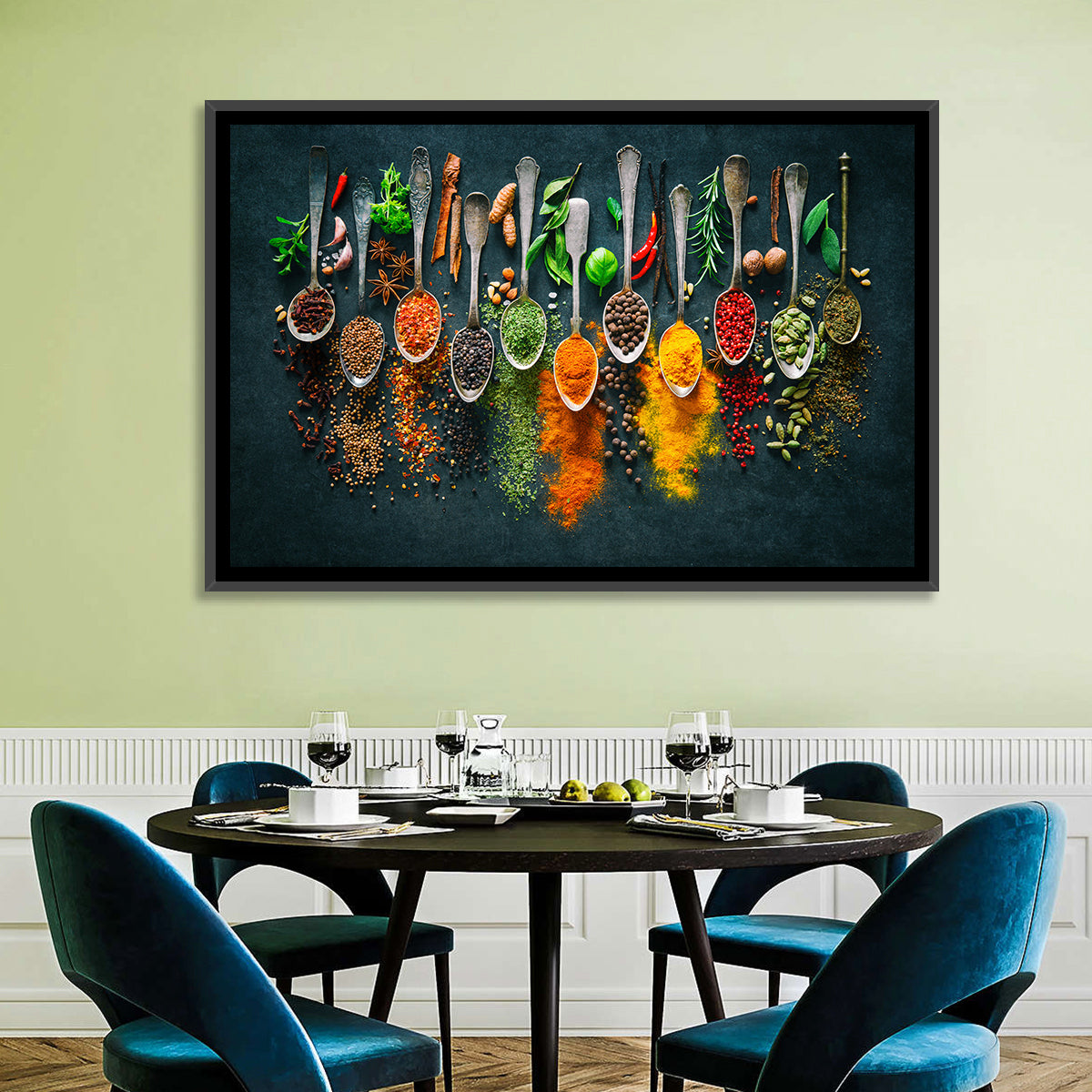 Assorted Spices and Spoons Wall Art