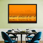 Flamingo Line at Golden Hour Wall Art