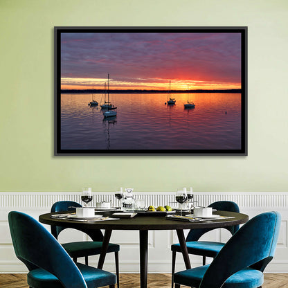 Lake Mendota Sailboats at Sunset Wall Art