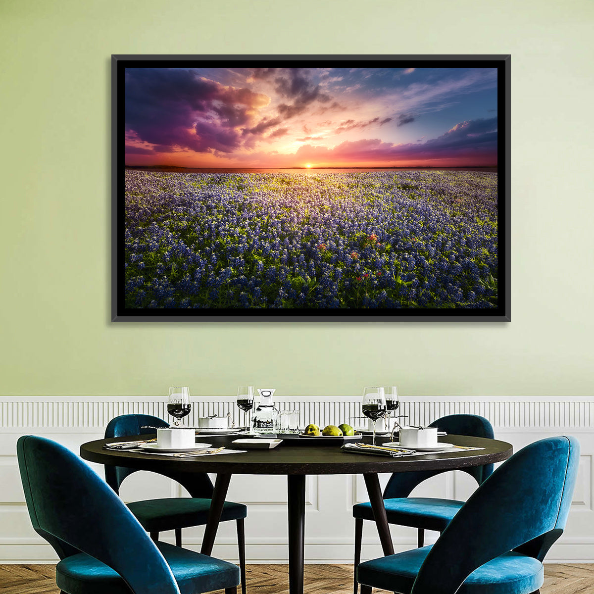 Texas Bluebonnet Sunset Wall Art