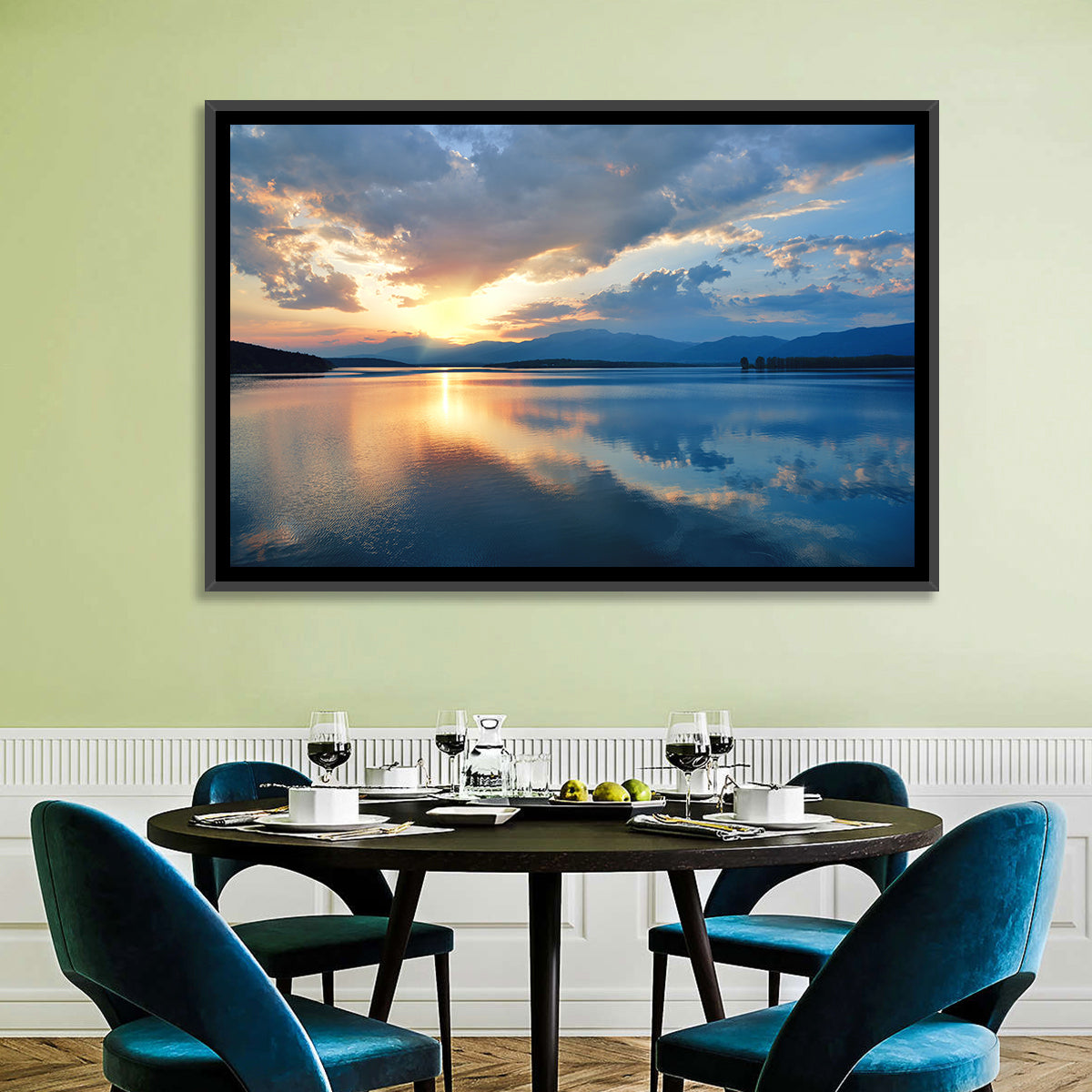 Golden Hour Lake Reflection Wall Art