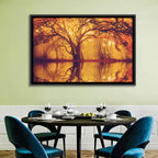 Golden Mist Forest Reflection Wall Art