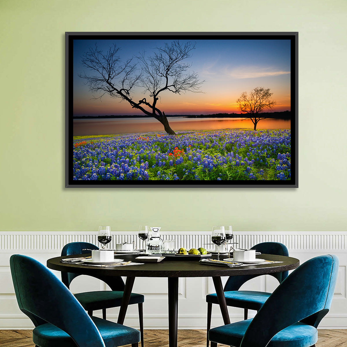 Texas Bluebonnet Sunset Wall Art