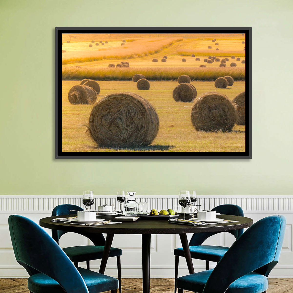 Hay Bales at Golden Hour Wall Art