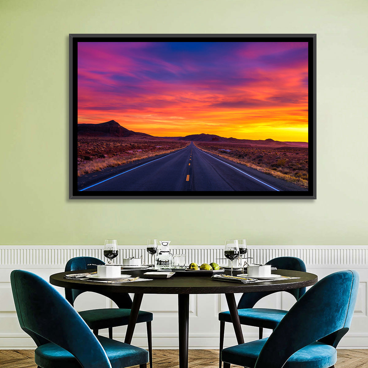 Infinite Desert Road Sunset Wall Art