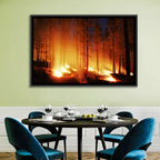 Night Forest Fire Wall Art
