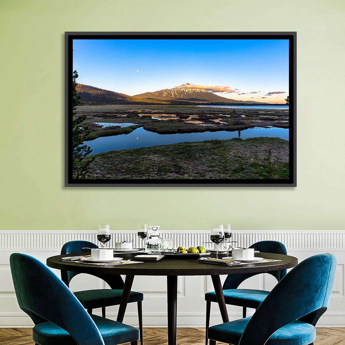 Mount Bachelor Moonlit Sunset Wall Art