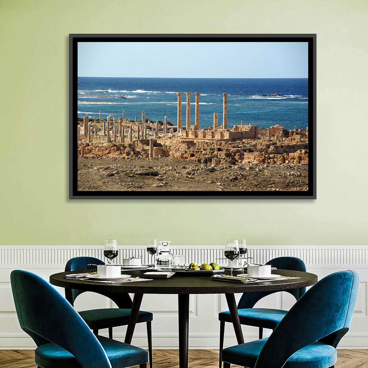 Leptis Magna Coastal Ruins Wall Art in a room, landscape
