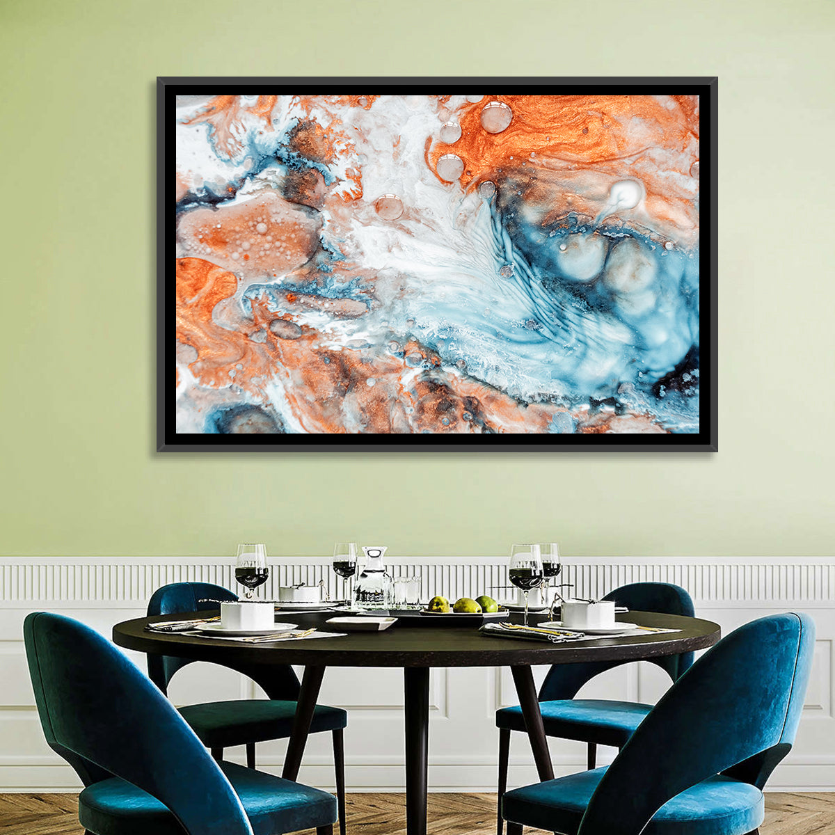 Copper Marble Fluid Abstract Wall Art