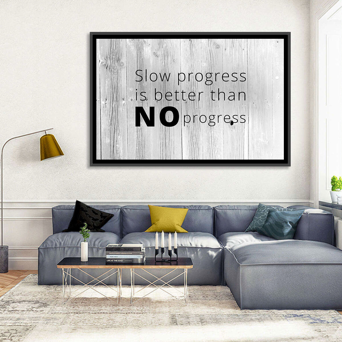 Slow Progress Better Than No Progress, Rustic Gray Wall Art