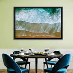 Aerial Teal Beach with Surfers Wall Art