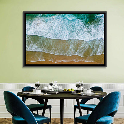 Aerial Teal Beach with Surfers Wall Art