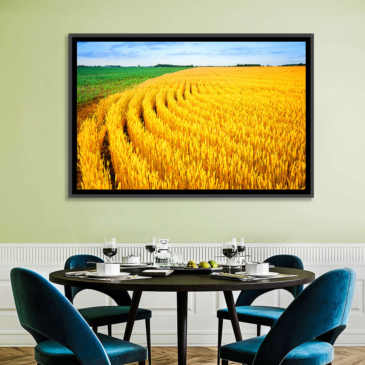 Summer Wheat Field with Curved Paths Wall Art