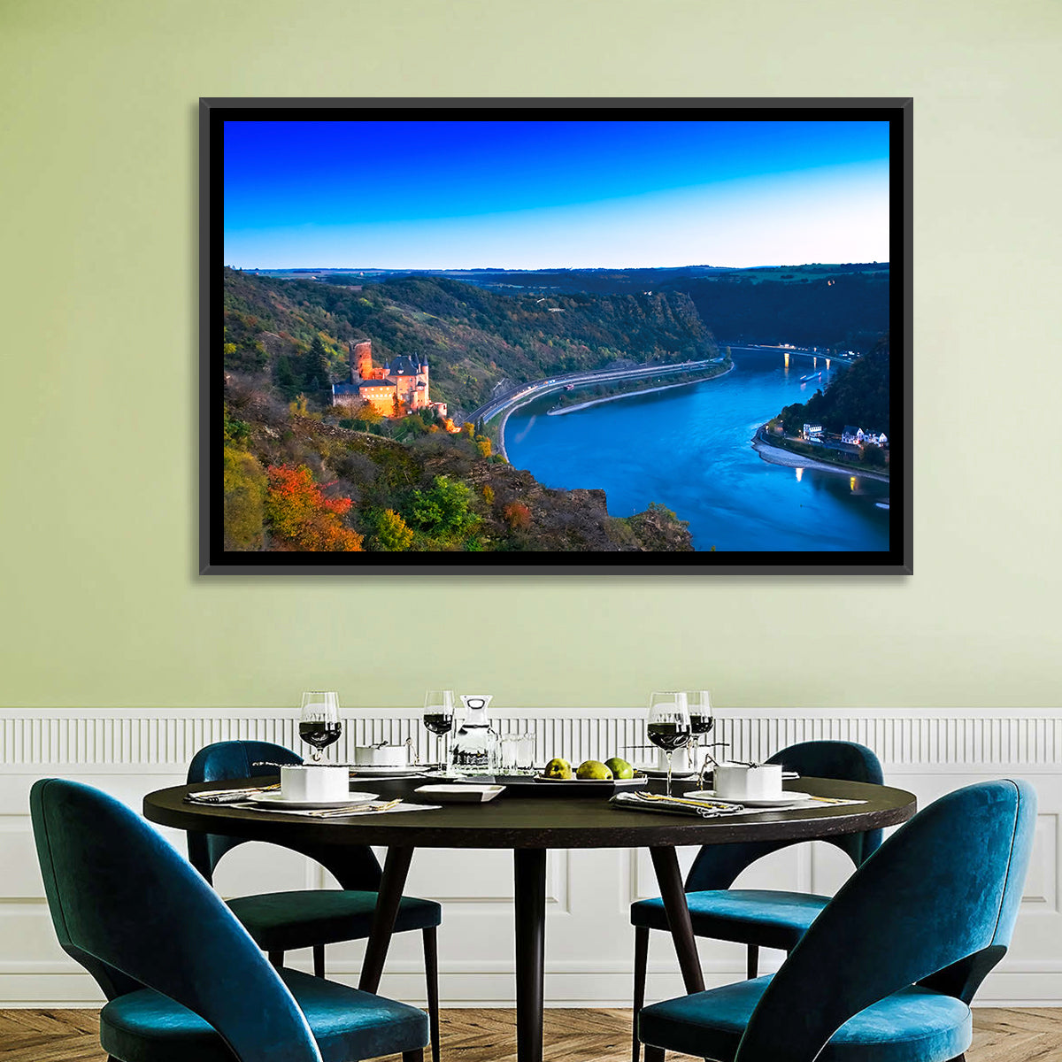 Rhine Valley at Dusk Wall Art in a room, landscape