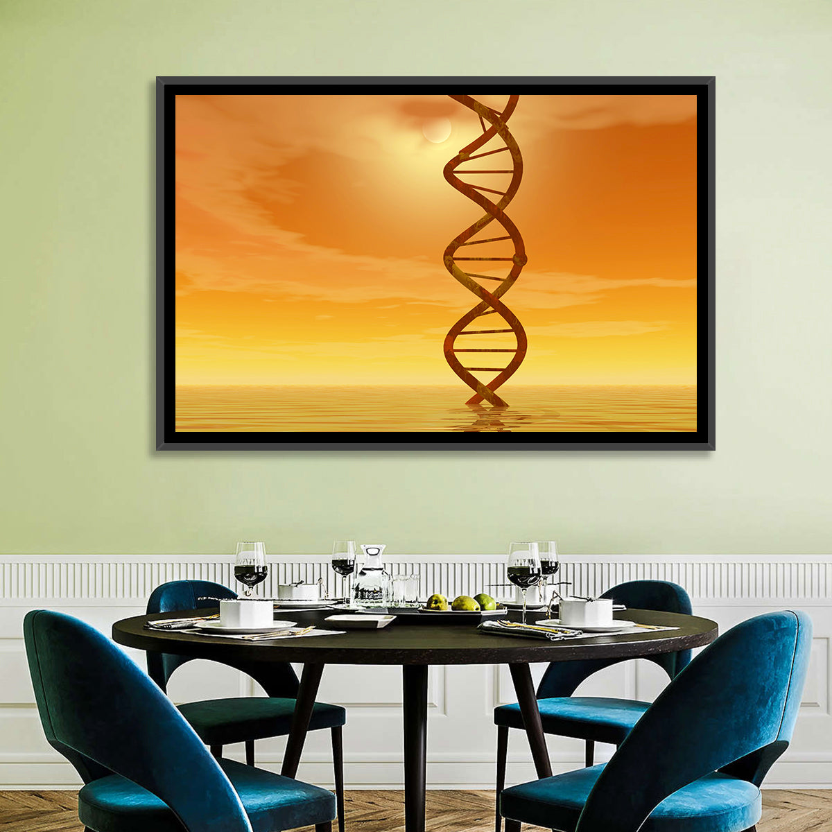 Dna Helix at Sunset Wall Art