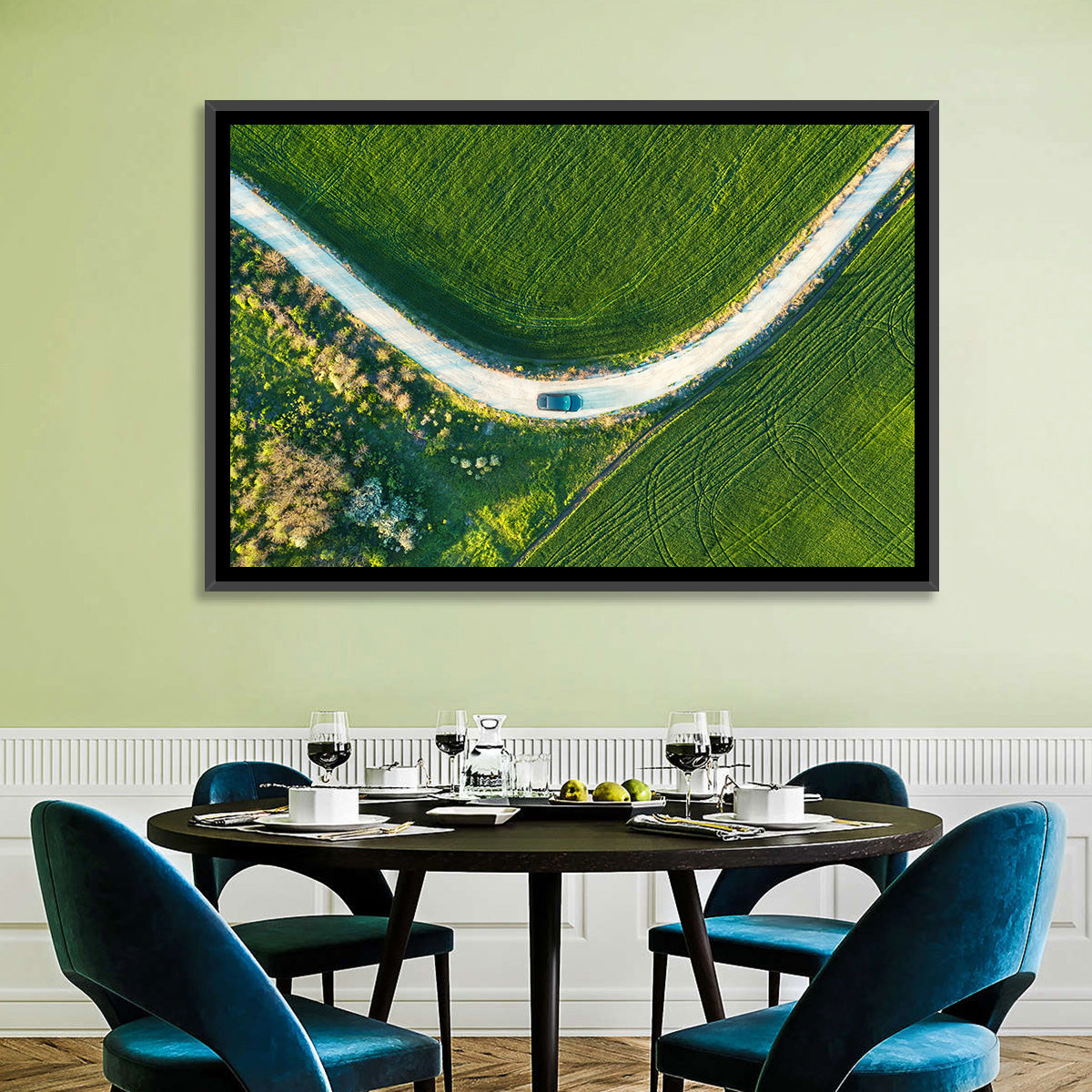 Aerial Farm Fields at Golden Hour Wall Art