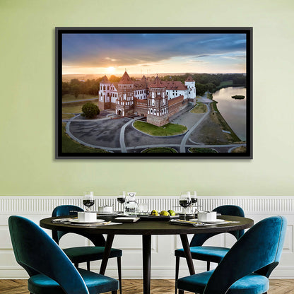 Mir Castle Sunrise Over Lake Wall Art
