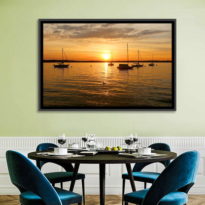 Lake Mendota Golden Sailboats Wall Art