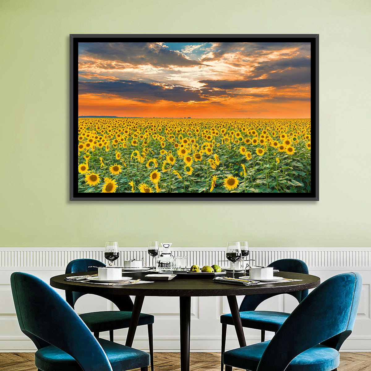 Golden Hour Sunflower Field Wall Art