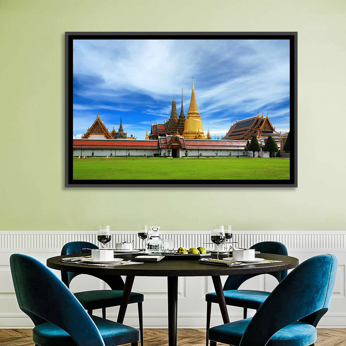 Golden Stupa at Wat Phra Kaew Wall Art in a room, landscape
