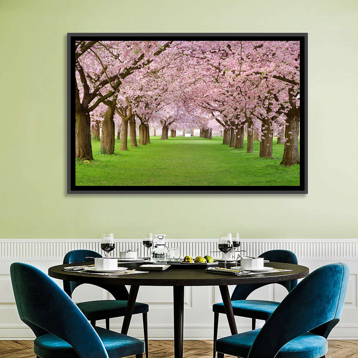 Cherry Blossom Avenue Wall Art in a room, landscape