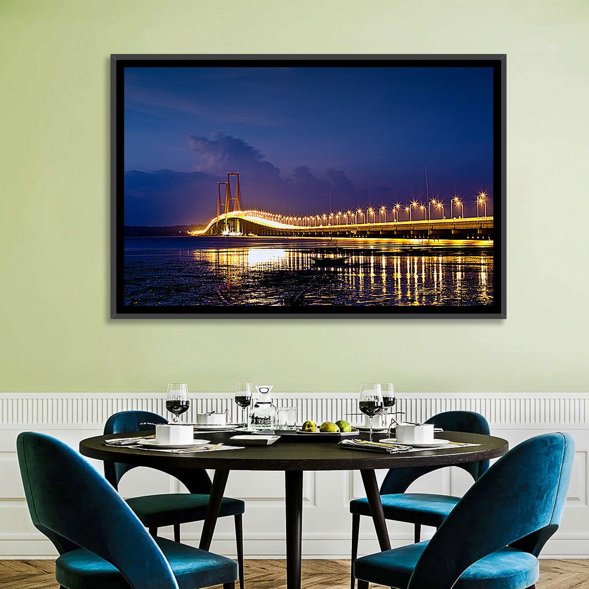 Suramadu Bridge at Dusk Wall Art in a room, landscape