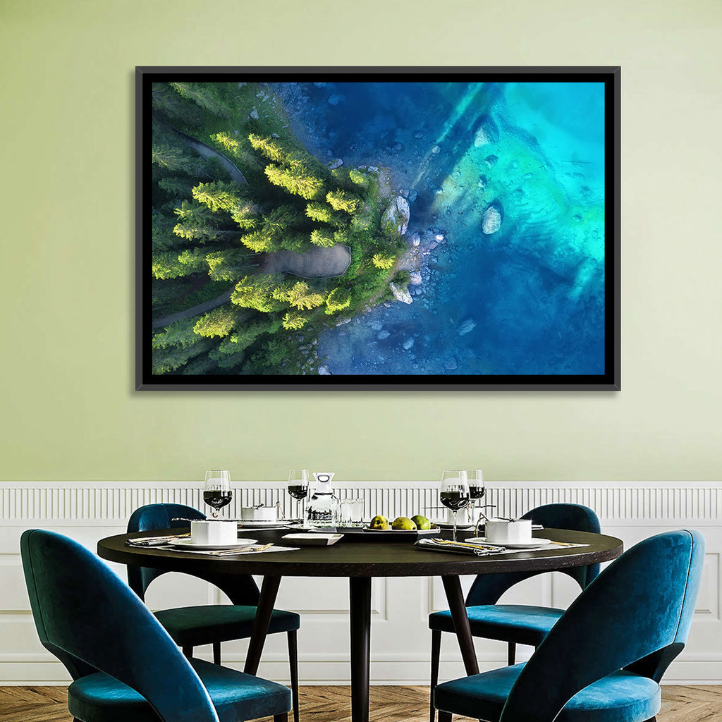 Winding Forest Path by Turquoise Lake Wall Art