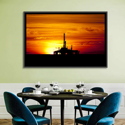 Offshore Oil Rig at Sunset Wall Art