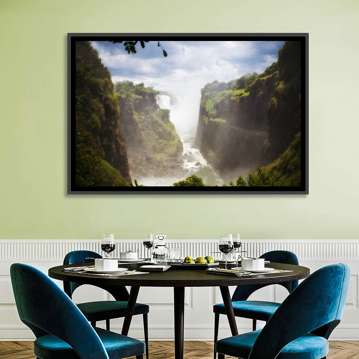 Victoria Falls Zambezi Gorge Wall Art in a room, landscape