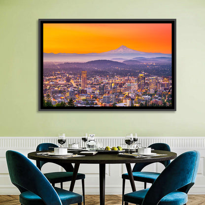 Mount Hood Over Portland Skyline Wall Art