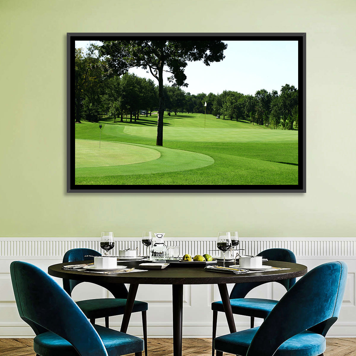 Oklahoma Golf Course Greens Wall Art in a room, landscape