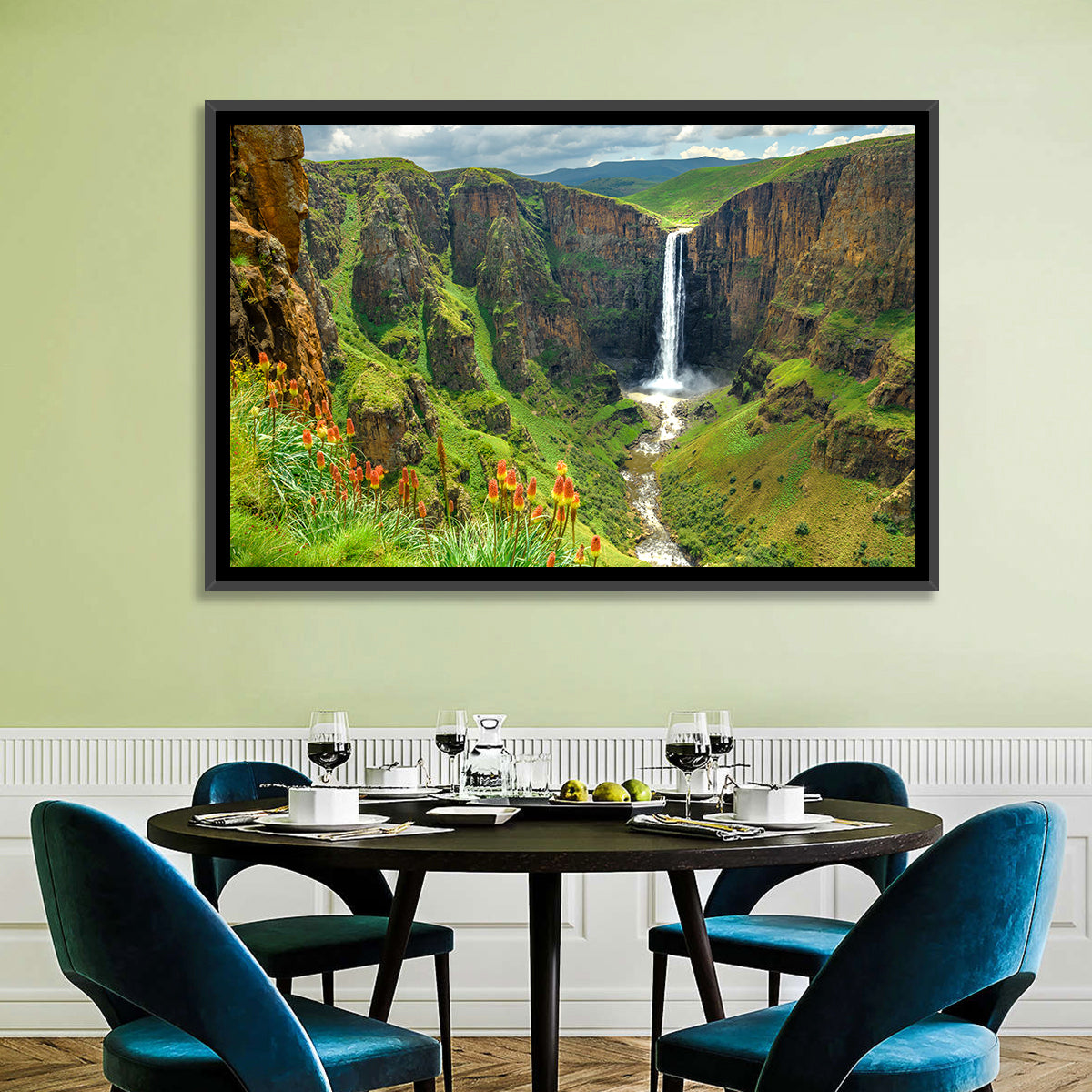 Maletsunyane Falls with Torch Lilies Wall Art
