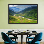 Punakha River Valley with Terraced Rice Fields Wall Art