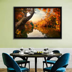 Golden Autumn River Reflections Wall Art