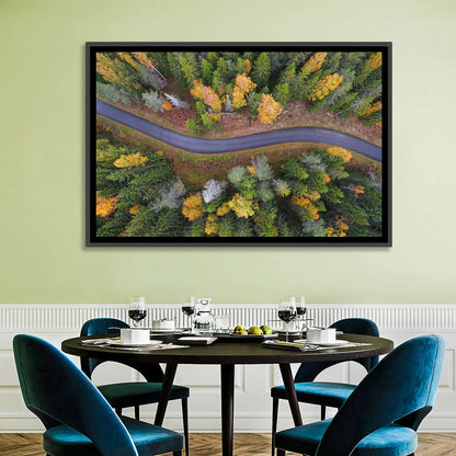 Aerial Autumn Forest Road Wall Art
