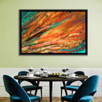 Flowing River Abstract in Orange and Teal Wall Art