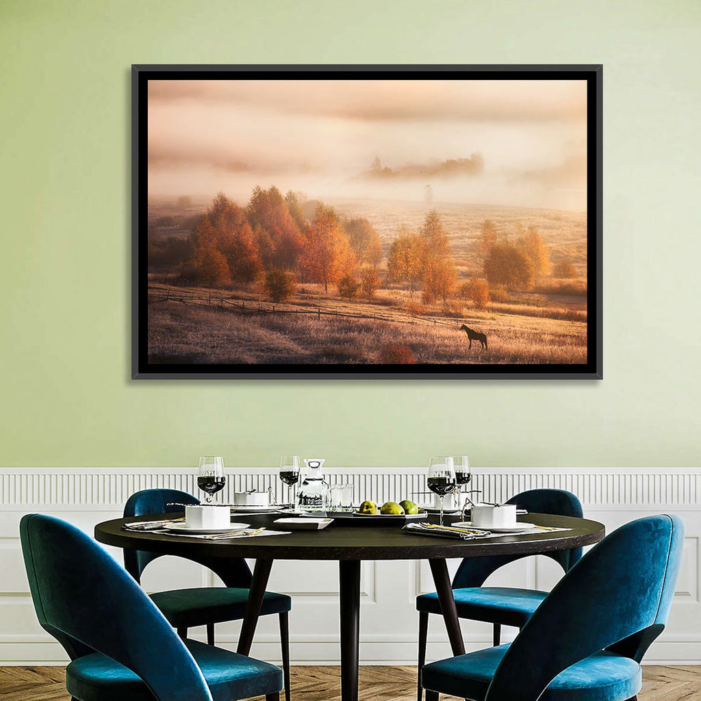 Autumn Morning Horse Silhouette Wall Art