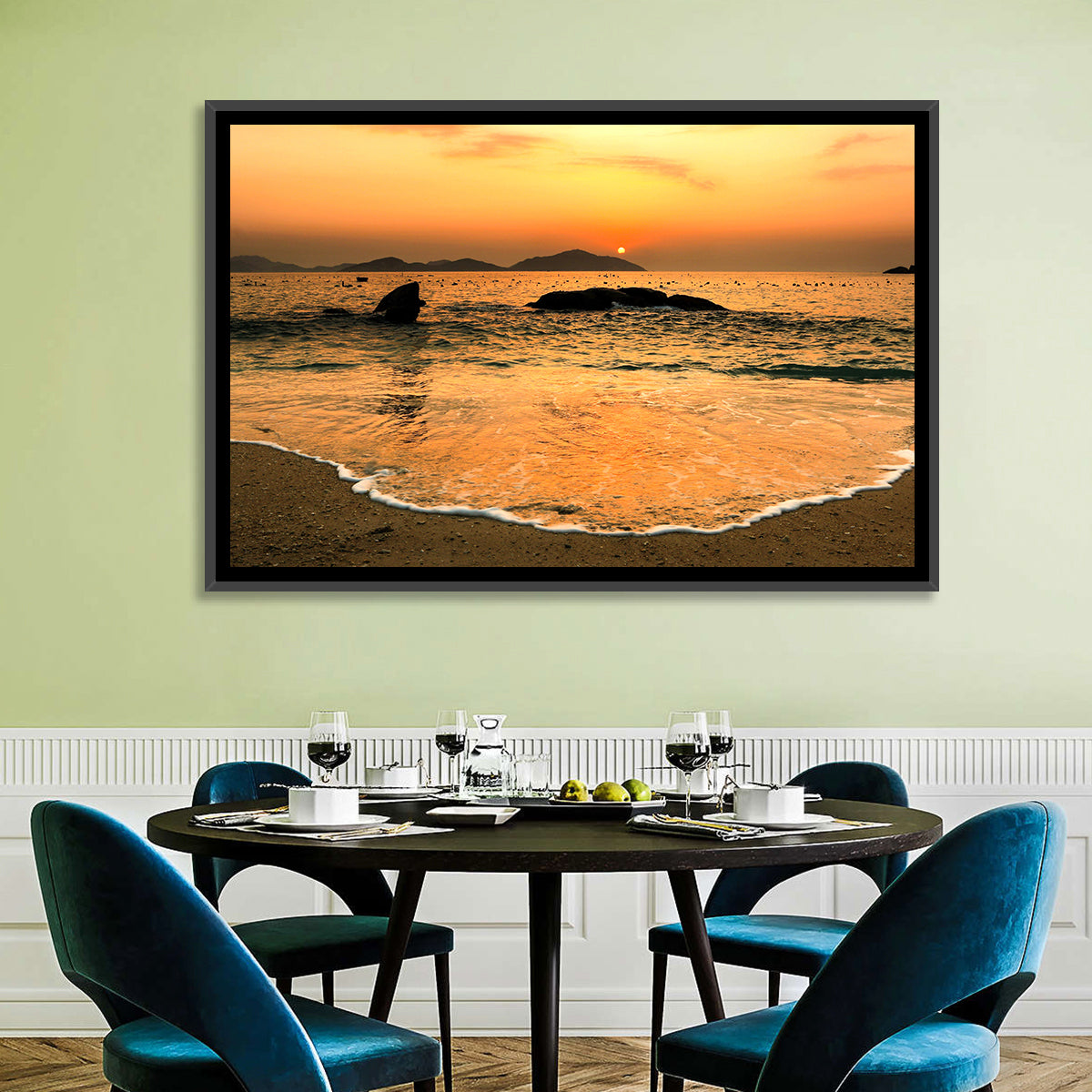 Khanh Hoa Beach Sunset Wall Art in a room, landscape