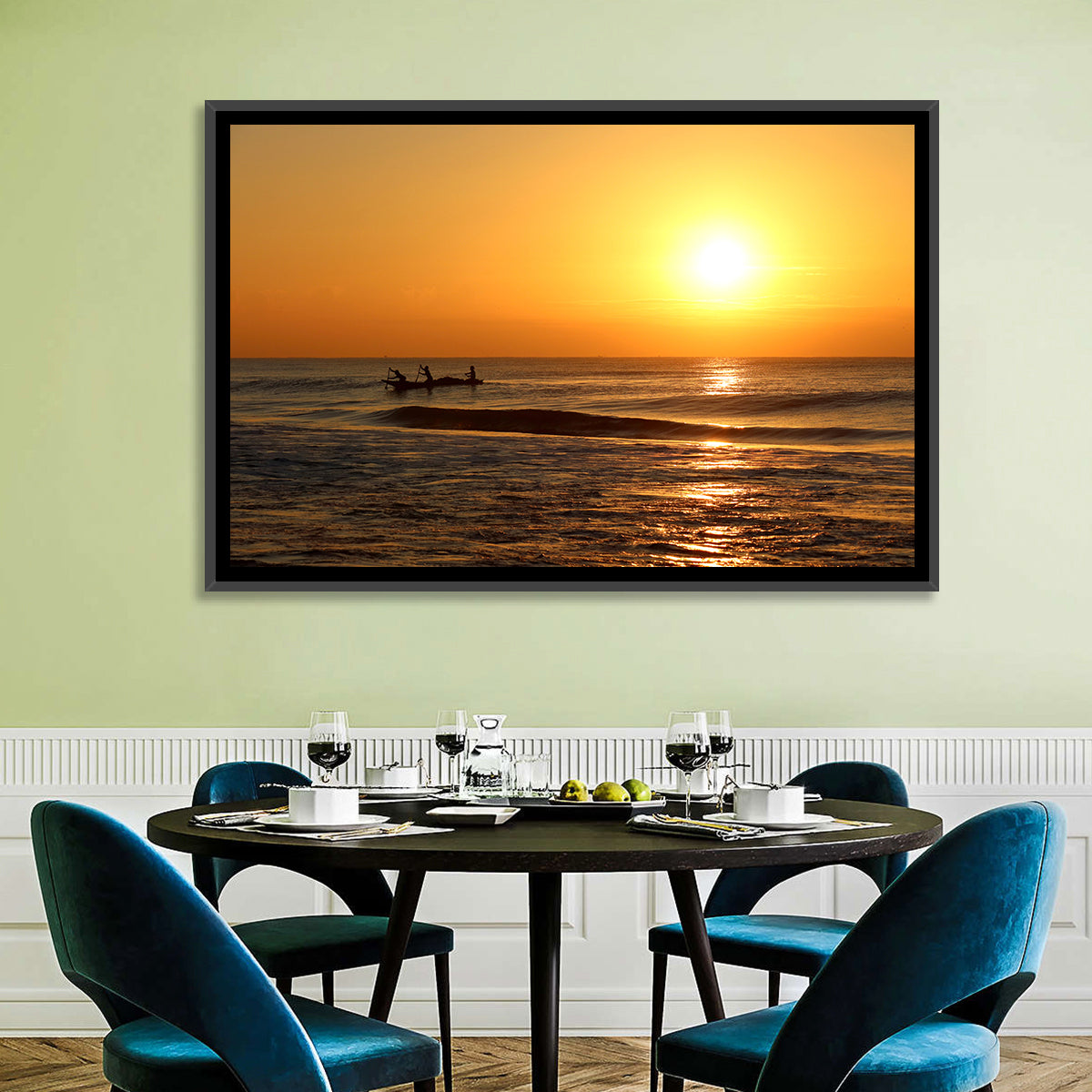 Puri Beach Sunrise Wall Art in a room, landscape