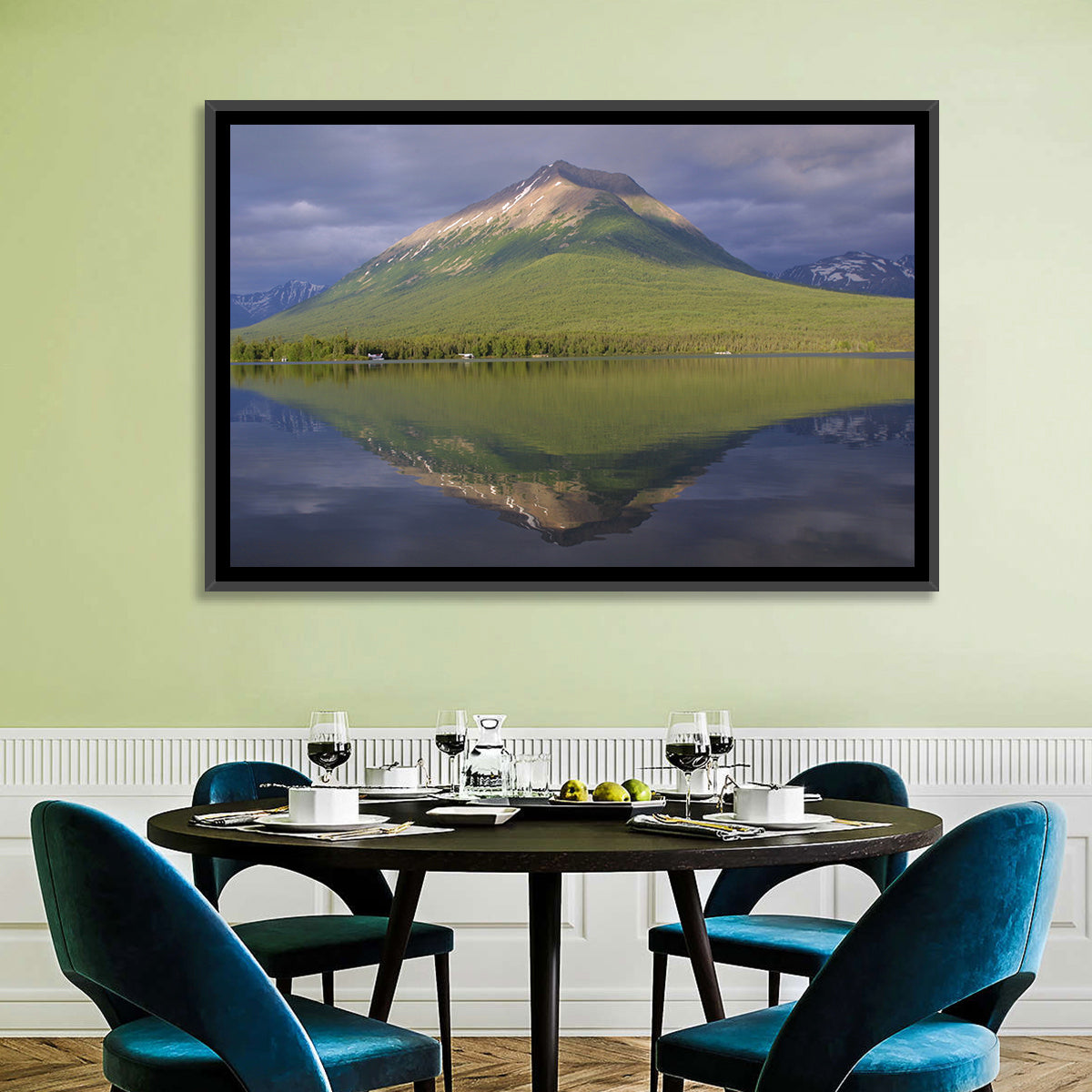 Mount Tanalian from Lake Clark Wall Art in a room, landscape