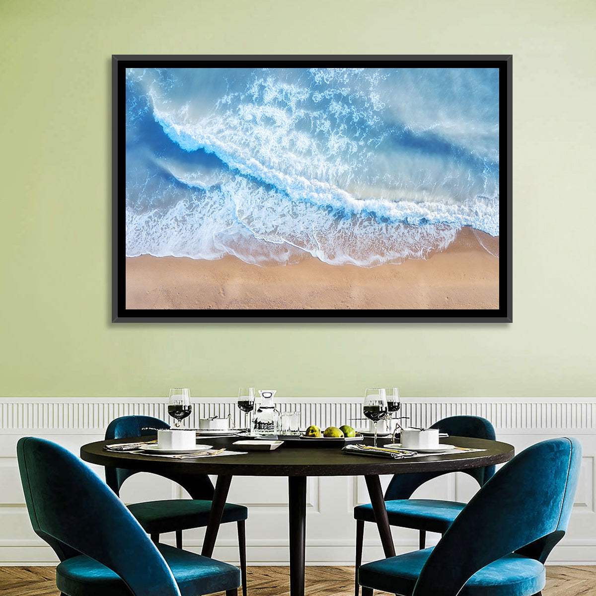 Aerial Turquoise Beach Waves Wall Art