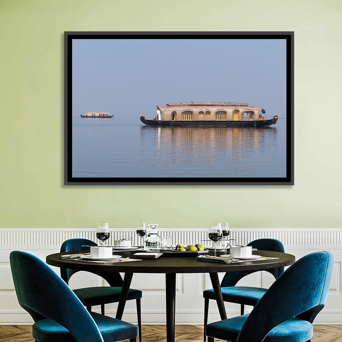 Thatched Houseboat on Vembanad Lake Wall Art