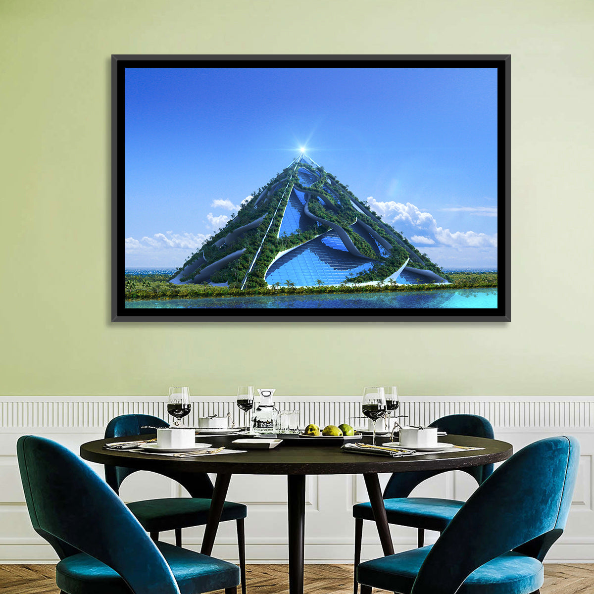 Glassy Pyramid with Gardens Wall Art