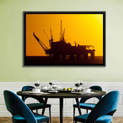 Oil Rig Silhouette at Sunset Wall Art