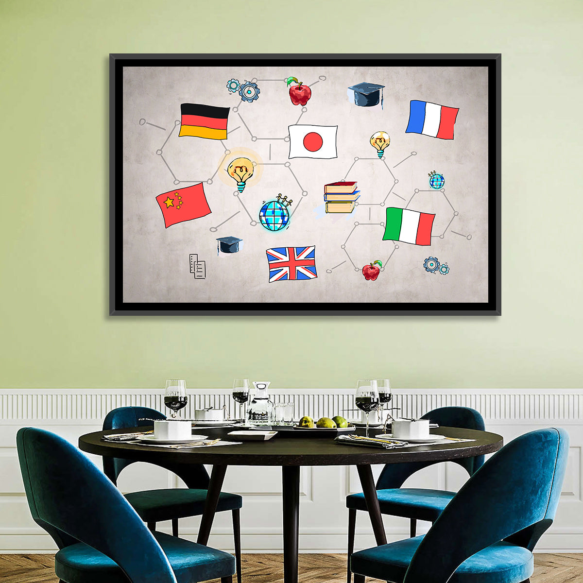 Global Flags Network Wall Art