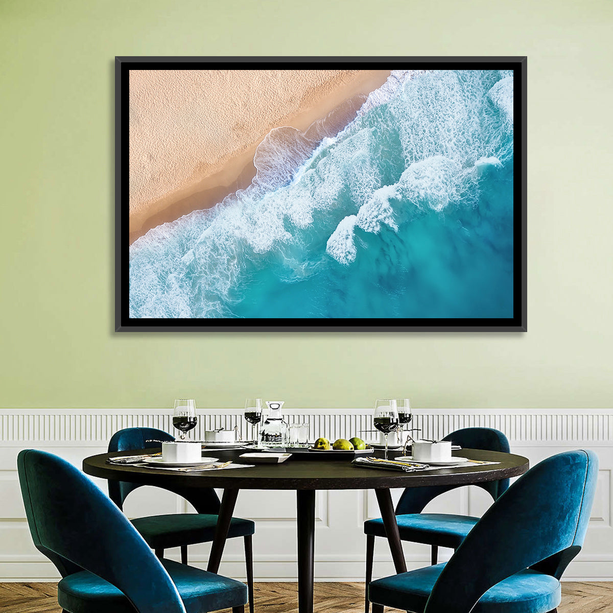 Aerial Turquoise Beach Waves Wall Art