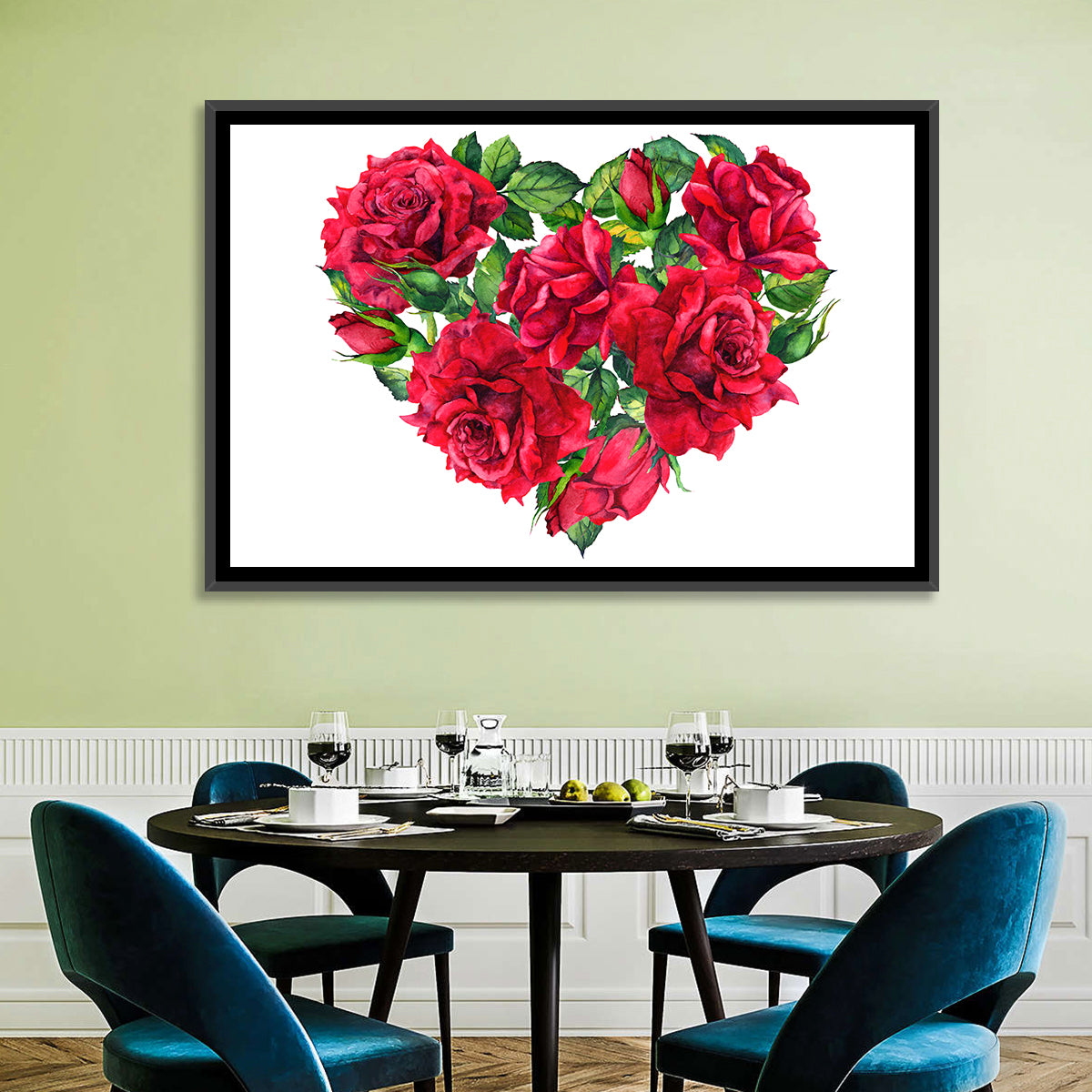 Watercolor Rose Heart Wall Art