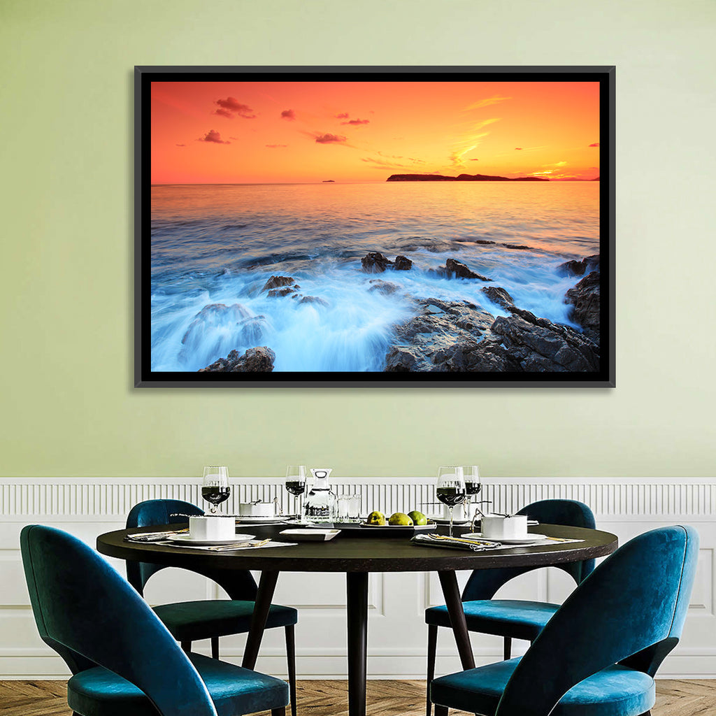 Dubrovnik Sunset Over Rocky Shore Wall Art