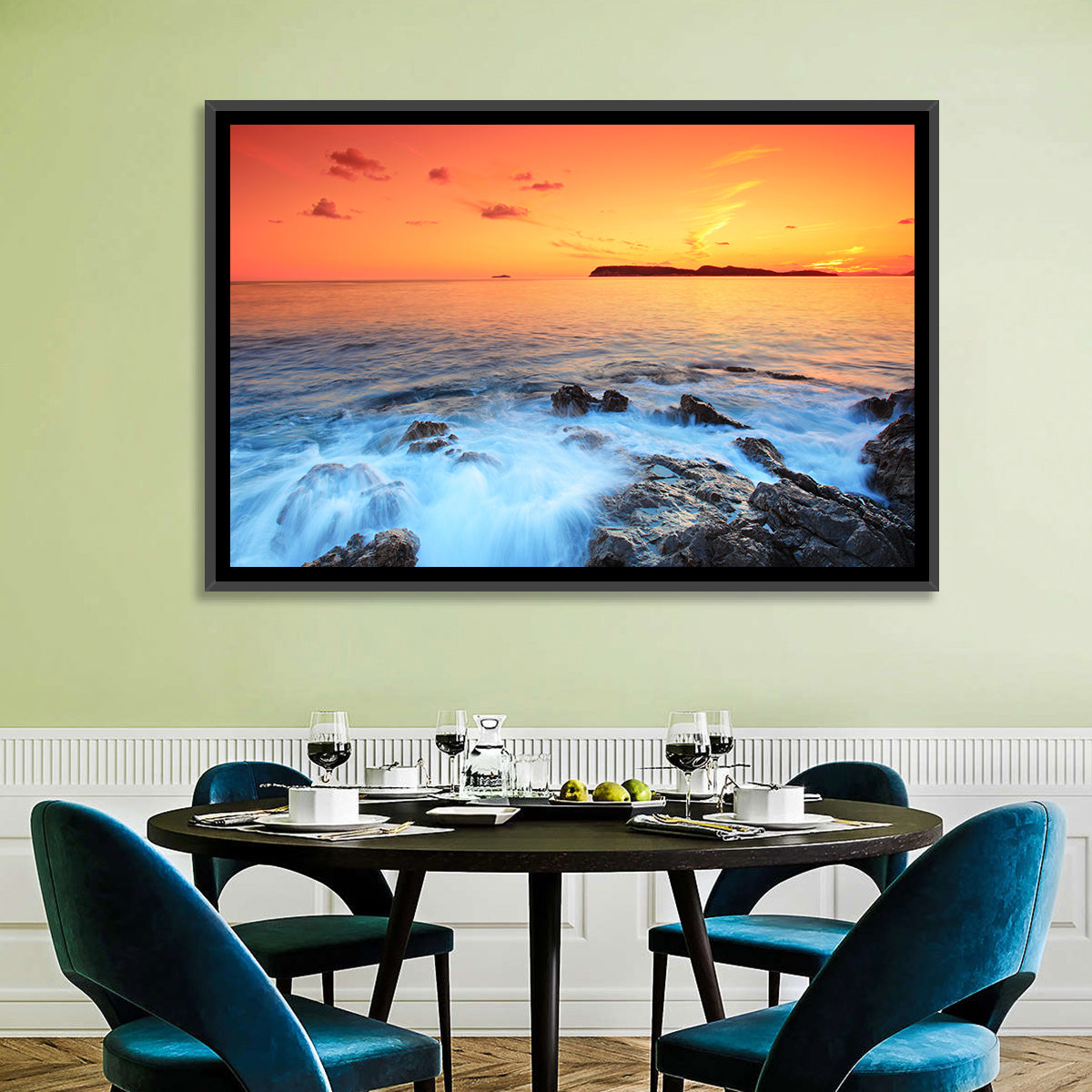 Dubrovnik Sunset Over Rocky Shore Wall Art