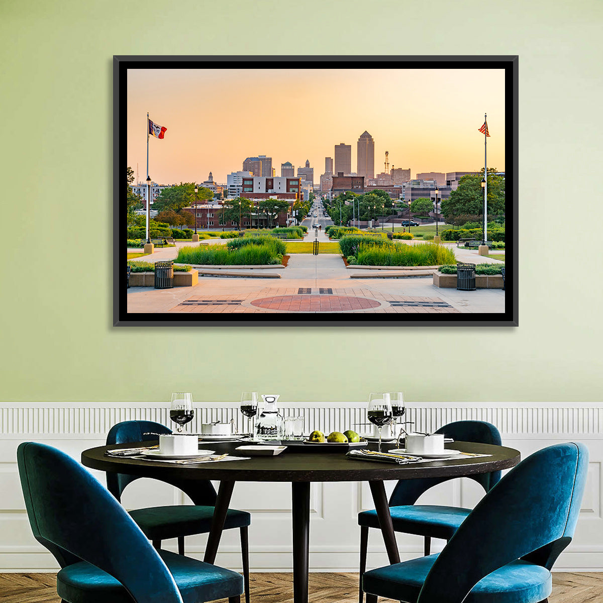 Des Moines Golden Hour Skyline Wall Art